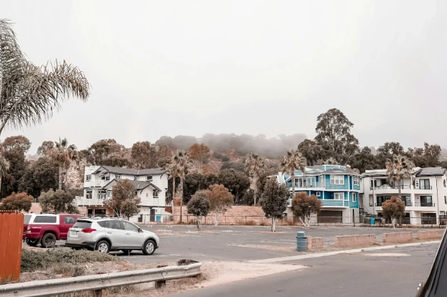 Coastal homes marine layer fog Santa Cruz County