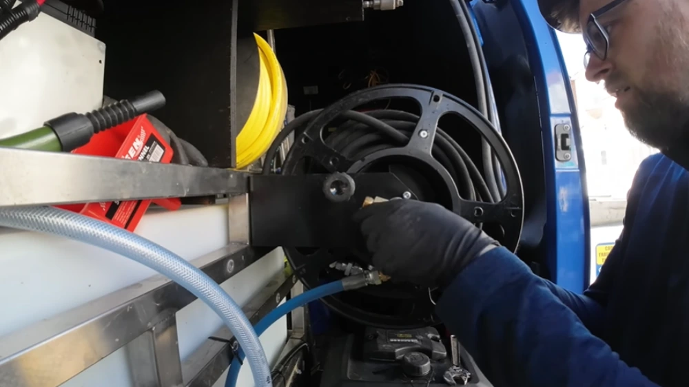 Pressure washer van setup hose reel