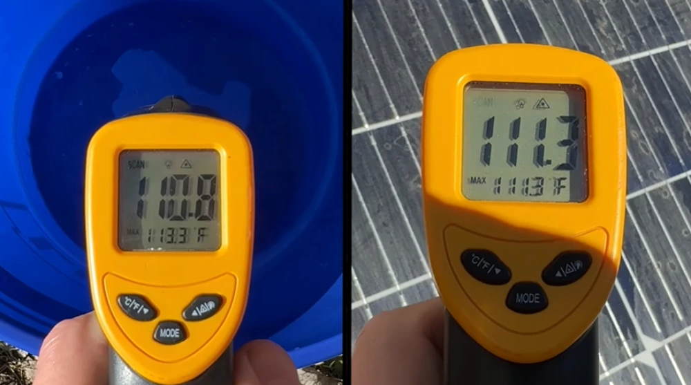 Solar panel and water temperature check