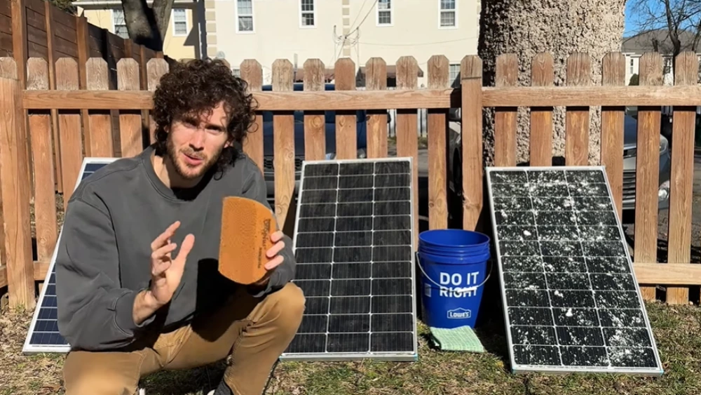 Solar panel cleaning test dirty panels