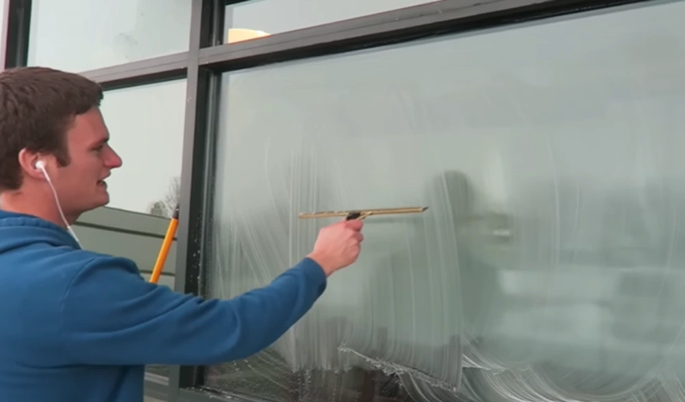 Squeegee technique storefront window